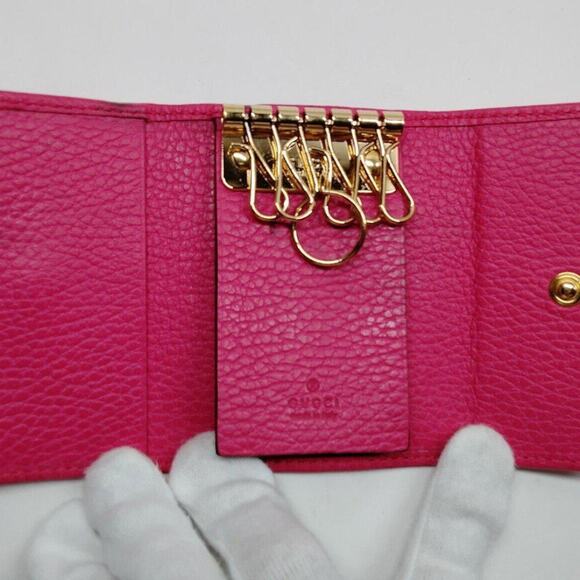 NEW Authentic GUCCI Key Case Pink Pebbled Leather (GGXX086) - Picture 5 of 12